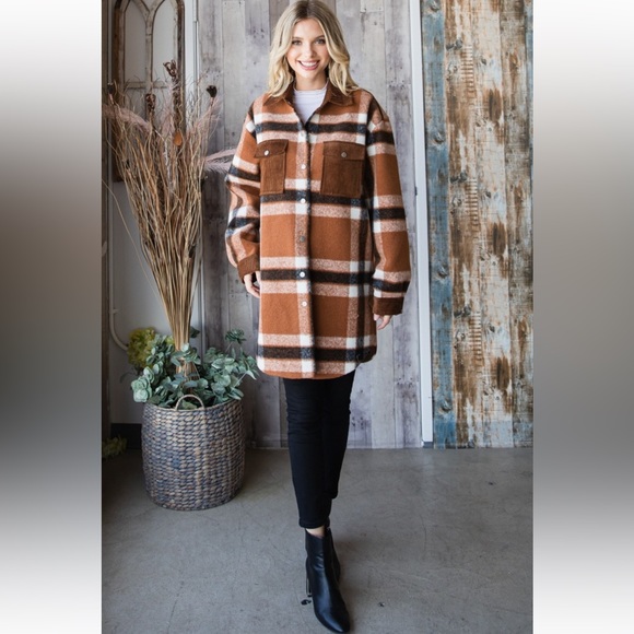 30 Boho Plaid Corduroy Flap Pocket Shacket/Jacket - Picture 8 of 8